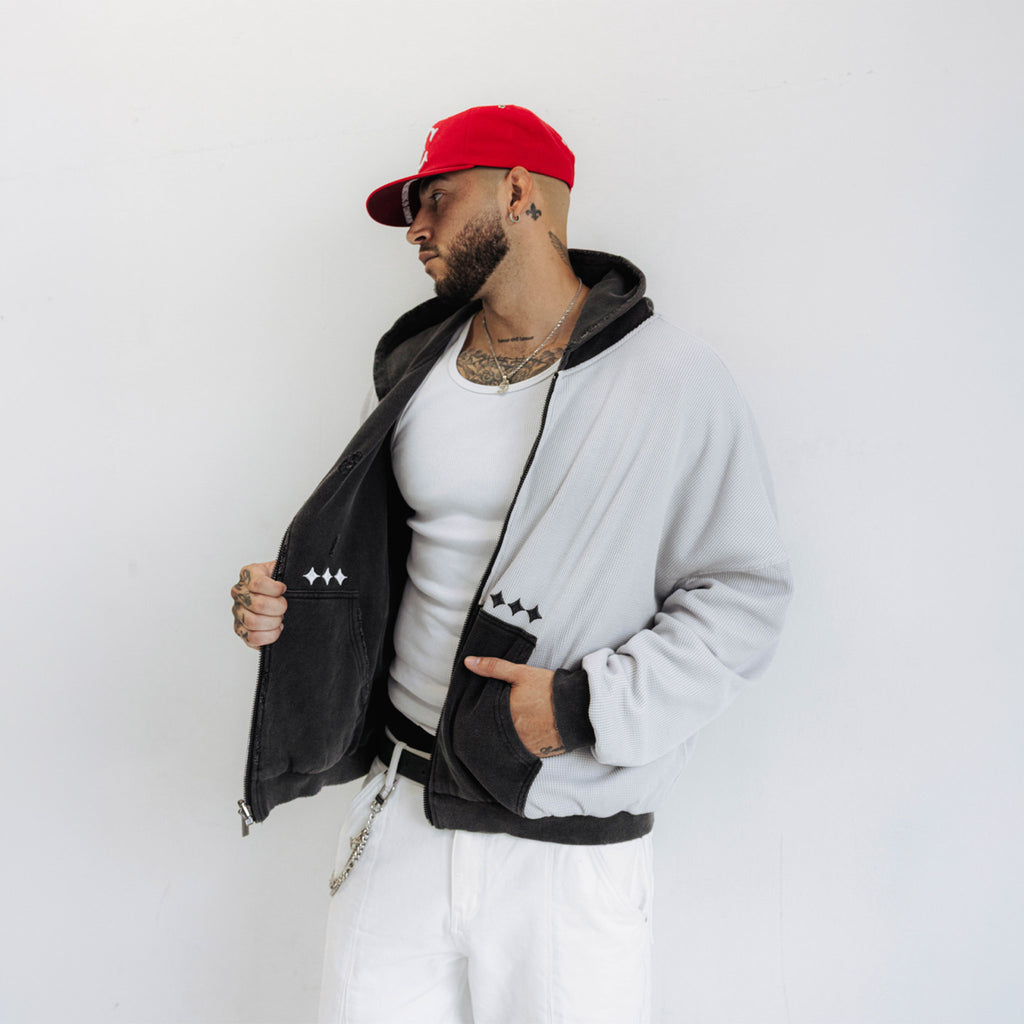Commons Reversible Thermal Zip Up Faded Black