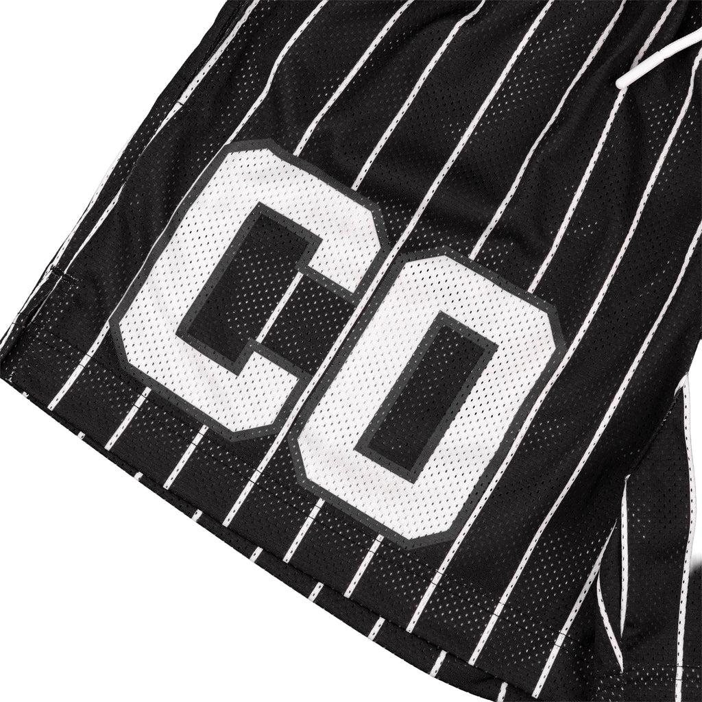 Common Hype Split Pinstripe Mesh Short Jet Black