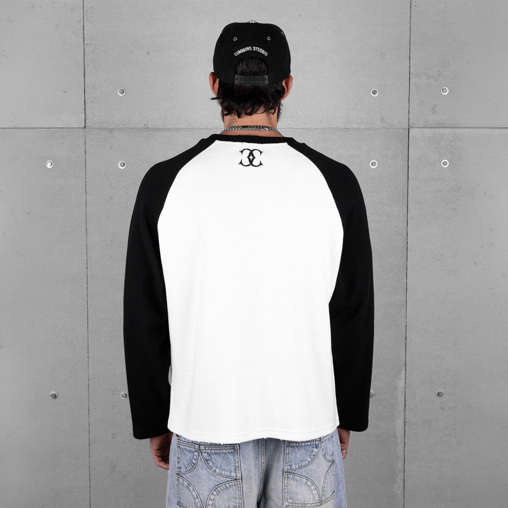 Commons Studios Waffle Thermal Long Sleeve Black/White