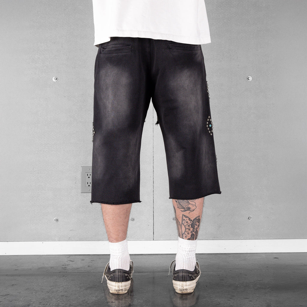 Commons Turquoise Rivet Sweatshort Vintage Black
