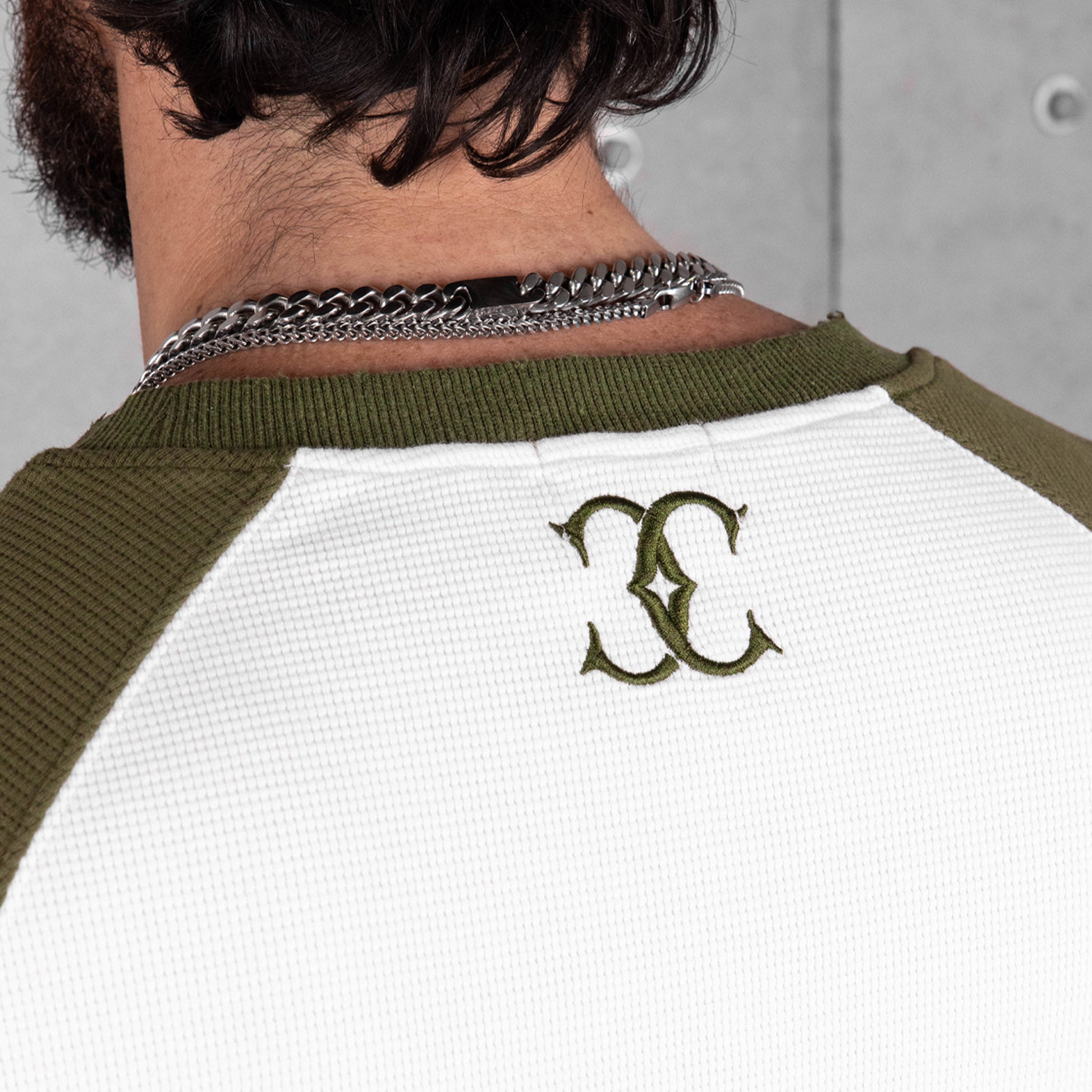 Commons Studios Waffle Thermal Long Sleeve Olive/White