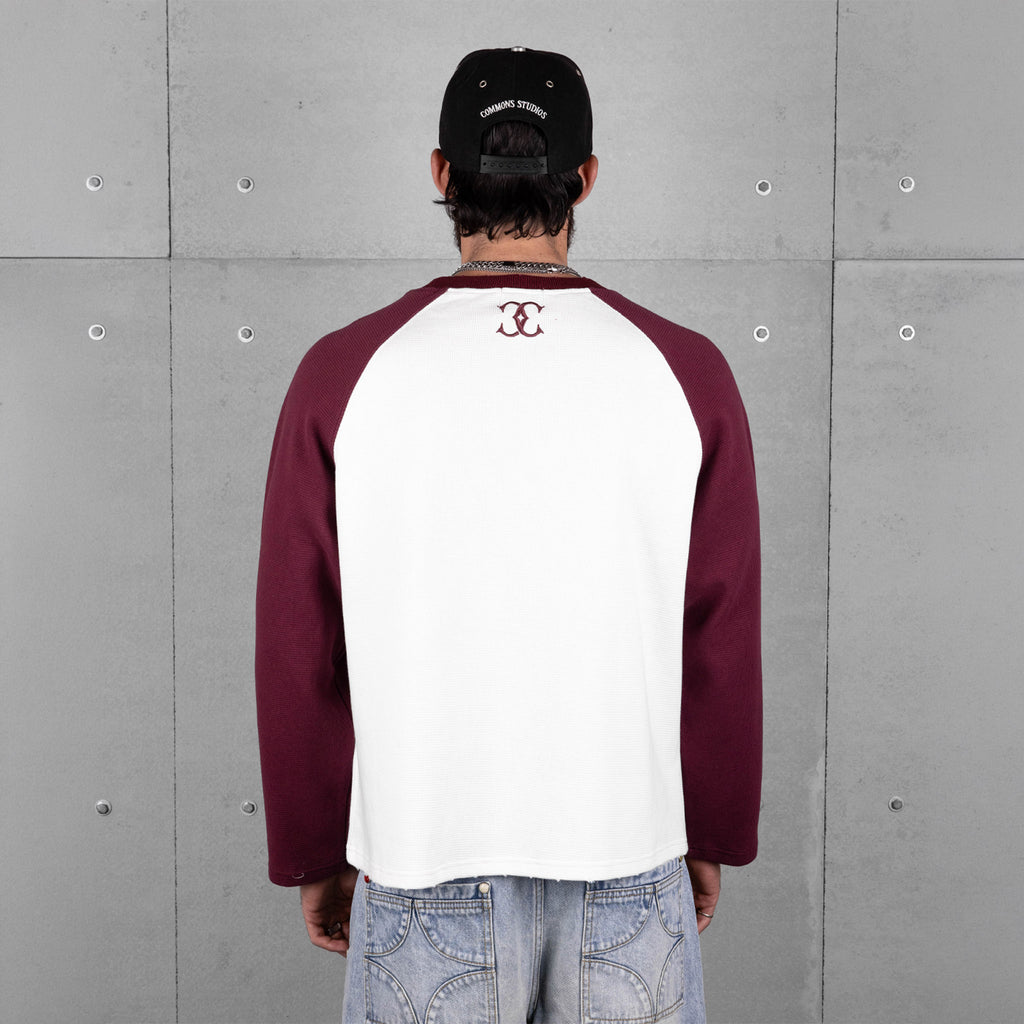 Commons Studios Waffle Thermal Long Sleeve Plum/White
