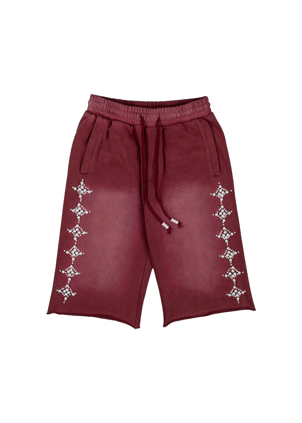 Commons Pearled Star Sweatshort Burgundy