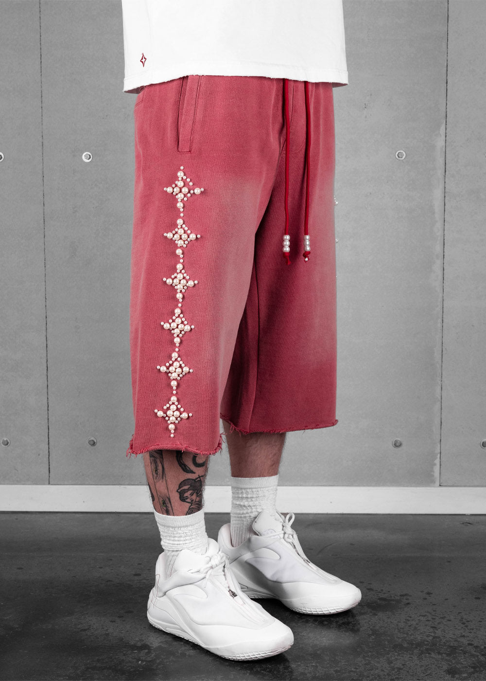 Commons Pearled Star Sweatshort Gym Red