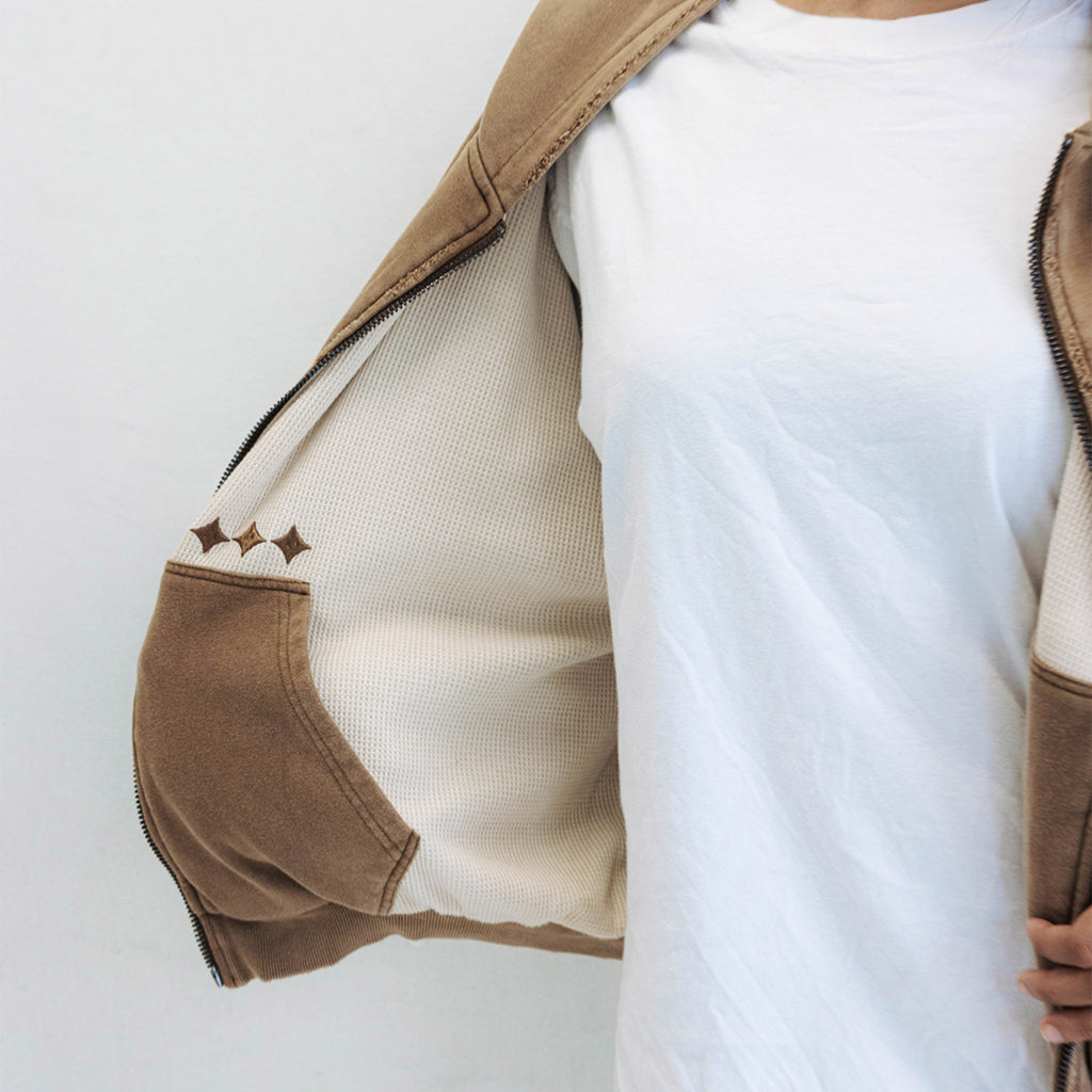 Commons Reversible Thermal Zip Up Faded Brown