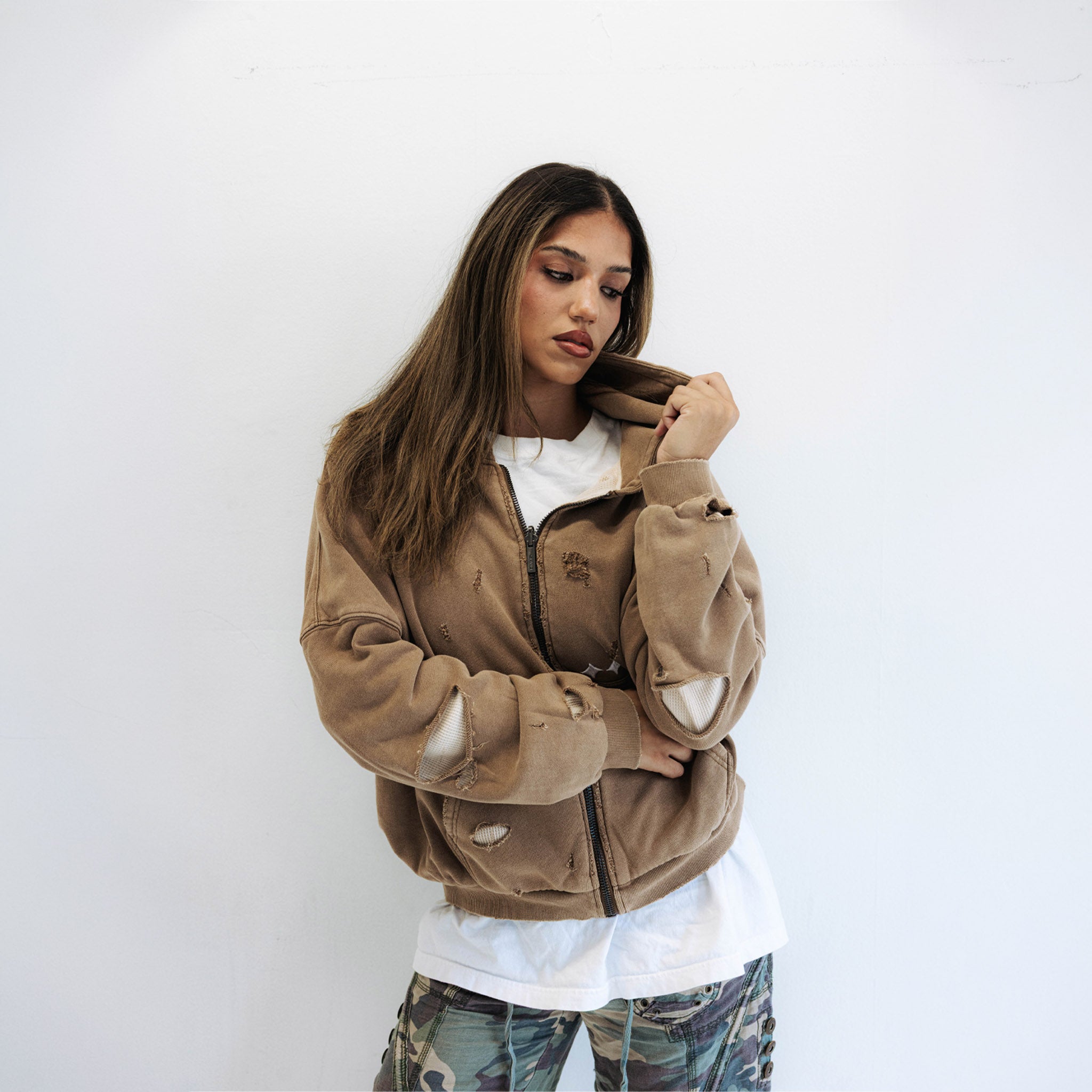 Commons Reversible Thermal Zip Up Faded Brown